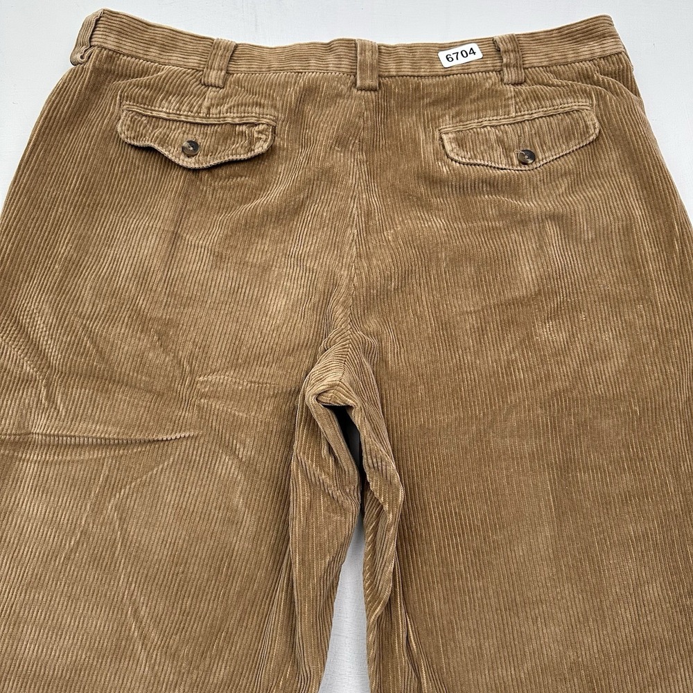 LL Bean Heavy Corduroy Pants Khaki Men 40x32 Classic Flap Pockets 100% Cotton